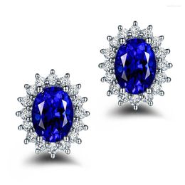 Stud Earrings MOONROCY Silver Color Rose Gold CZ Blue Red Crystal For Women Wedding Jewlery Wholesale Gift Drop