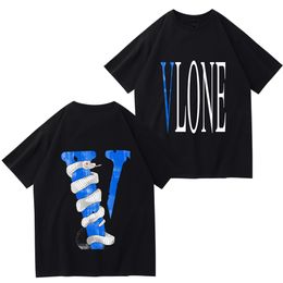 VLONE Original design Men's T-Shirts VLONE logo Summer Cartoon Collarless Short Sleeve Letter Loose Versatile Tops T-Shirts black white red VL102