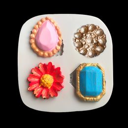 Mini Gems Silicone Mold Pearl Diamond Brooch Silicone Fondant Broach Mold For Cake Decorating Candy Cupcake Topper Polymer Clay 1224058