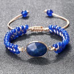 Strand Lapis Lazuli Agates Pendant Bracelets Men Classic 4mm Natural Stone Handmade Braided Wristband Boho Bangles Women Trendy Jewellery