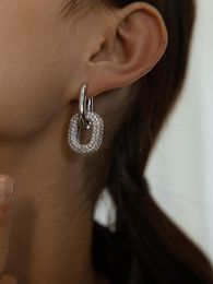 Hoop Earrings Trend Niche Design U-shaped Rhinestone Detachable Simple Long Super Flash Personality Advanced Cold Wind & Huggie