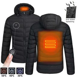 Men's Down Unisex Heated Jackets Heat Coat USB Electric Thermal Clothing Infrared Heating Hooded Winter Outdoor Warm