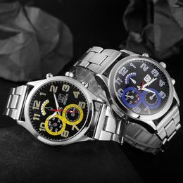 Wristwatches Brand Watches Men Waterproof Luxury Watch Stainless Steel Three Decoration Round Military Quartz Gift Sale