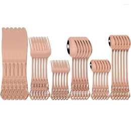 Dinnerware Sets Rose Gold 36Pcs Flatware Set Stainless Steel Royal Western Knife Spoons Fork Cutlery Dinner Kitchen Tableware