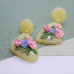 Dangle Earrings 2023 Trendy Flower Drop Women Fashion Clay Handmade Irregular Geometry Earring Jewellery Accessory