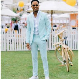 Men's Suits & Blazers 2023 Fashion Mint Green Men Suit For Party Prom Groom Wedding Notched Lapel Clothing 2 Piece Jacket Pants