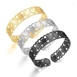 Bangle European And American R Opening Adjustable Titanium Steel Bracelet Hollow Fashion Ring