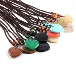 Pendant Necklaces Natural Malachites Blue Sand Stones Couple Necklace Heart Shape Aga Fit Jewelry 40x40mm Length 70CM