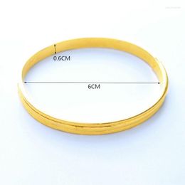 Bangle 60MM Women Bracelets Jewelry 24K Gold Color Oval Fow High Quality Fashion Bangles Party Gift Simple