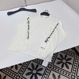 Brand Luxury Men's T-shirts Development Poison Neckline Sanskrit Printed Cotton Long-sleeved T-shirt Cross Heart Men and Women
