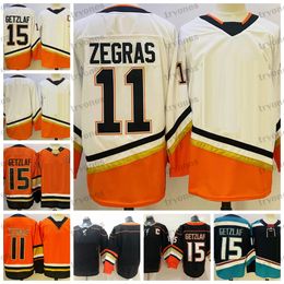 Mens 2022 Reverse Retro 2.0 Hockey Jerseys 11 Trevor Zegras 15 Ryan Getzlaf Orange White Black Shirts Stitched C Patch