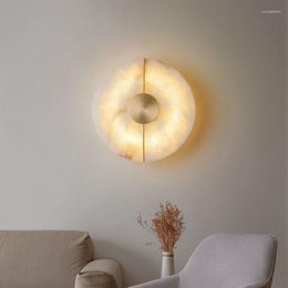 Wall Lamps Nordic Modern Creative Marble Lamp For Living Room Gold Copper Home Indoor Decoration LED Sconce Bedroom Bedside Round