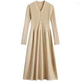 Casual Dresses Knitted Elegant Women Sweater Dress Autumn Winter Thick Warm Long Midi Elgant Solid Office Ladies A Line