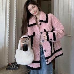 Women's Fur 2023 Fashion Luxury Winter Imitation Lambhair Jacket Women's Coat Single-breasted Woven Faux Wool Warm Loose Outerwear