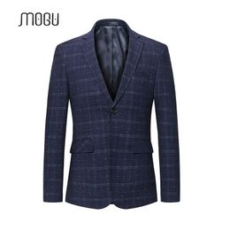 Men's Suits & Blazers MOGU Mens Plaid Blazer 2023 Comfortable Fitted Suit Jacket Elegant And Graceful Seasonal Male Coat Plus Size 5XL 6XL