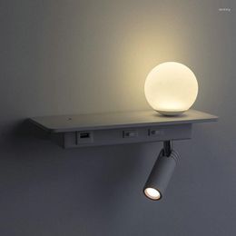 Wall Lamp Modern Led Shelf Light Bedroom Bedside Reading With Switch 3W Adjustable Spotlight Usb Charging Indoor Mood Lighting