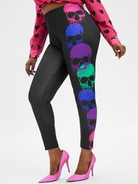 Women's Leggings Multicolored Skull Halloween Plus Size