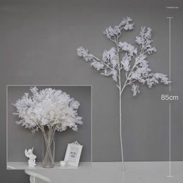 Decorative Flowers 1pc Artificial Plastic Smog Tree Branch For Christmas Wedding Decoration Flower Arrangment White Leaves Plant Faux