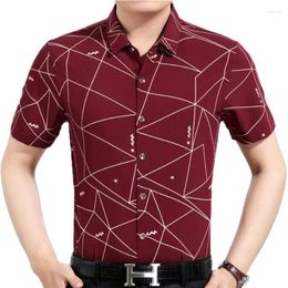 Men's Casual Shirts Summer Argyle Short Sleeve Slim Fit Men Shirt Streetwear Social Dress Mens Fashions Jersey