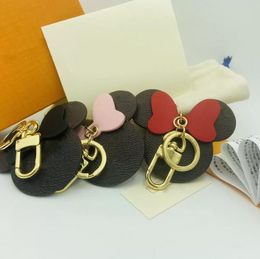 New Luis Designer Key Chain Plaid Mouse Designer Bow Keychains PU Leather Animal Bag Pendant Charm Girls Cars Keyrings Chains Holder Fashion Women Key Ring Jewellery