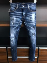 DSQ PHANTOM TURTLE Men's Jeans Mens Luxury Designer Jeans Skinny Ripped Cool Guy Causal Hole Denim Fashion Brand Fit Jeans Men Washed Pants 61279