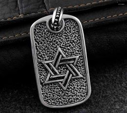 Pendant Necklaces The Charm Of Fashionable Men Stainless Steel Star David Judaica Jewish Cross Dog Tag Pk008