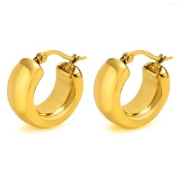 Hoop Earrings Fashion Stainless Steel Hollow Round For Women Gold Color Simple Earring Party Jewelry Gift To Her