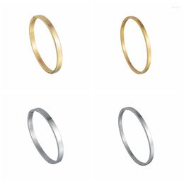 Bangle Simple Smooth Buckle Bracelet Men And Women 4mm/6mm Wide Gold Couple Stainless Steel Bangles Quality Jewelry Accessories