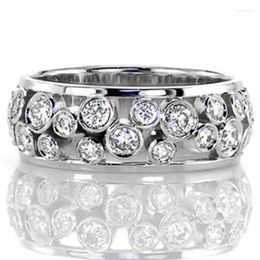Wedding Rings Trendy Bands Women Hollow Out Round CZ Design Fancy Finger Ring Female Stylish Accessories Party Jewelry