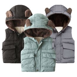 Waistcoat Keep Warm Thick Winter Boys Vest Plus Velvet Heavy Hooded For Kids Children Birthday Christmas Present jacket 230311