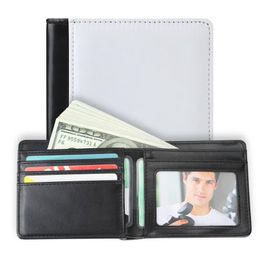 Credit Card Storage Bags Sublimation Blank Wallet Compact Leather Heat Transfer Wallet Bifold Side Flip Multifunctional ID Card Pouch 4 Designs YG1231