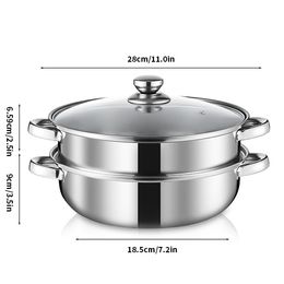 Double Boilers Stainless Steel Steamer Gas Induction Cooker Soup Steamboat Pot 12 Toer Transparent Glass Lid Kitchen Cookware 230311