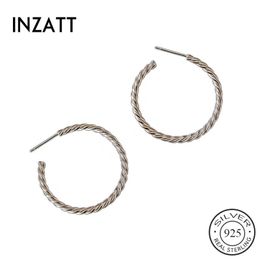 Stud Earrings INZAINS Real 925 Sterling Silver Spiral For Fashion Women Party Minimalist Fine Jewellery 18k Gold Accessories