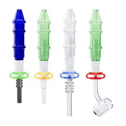 CSYC NC012 Glass Water Bong Smoking Pipe 10mm 14mm Ceramic Tip Quartz Banger Nails Colourful Tower Style Dab Rig Pipes Bubblers
