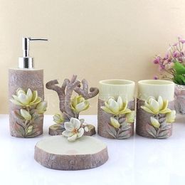 Bath Accessory Set Resin Series Bathroom Eco-friendly Wash Kit Square And Round Crystal Diamond Soap Dish Cups Lotion Bottle