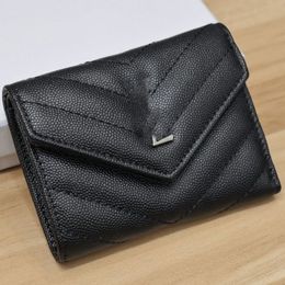 Designer Metal Genuine Leather Women Wallet Classic Brand Short Ladies Trifold Card Bag Zero Coin Purses Luxury Multi-card Clutch Bags Large Capacity Wallets