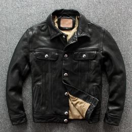 Men's Leather & Faux 2023 Dark Brown Men Casual Jacket Single Breasted Plus Size 4XL Genuine Natural Sheepskin Slim Fit Autumn Coat