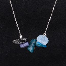 12 Konstellation Natur Rohstein Kombination Perlen Anhänger Halskette Rosa Bunt Glänzend Unregelmäßig Blitz Blaustein Edelstein Schmuck für Frauen Mädchen Großhandel