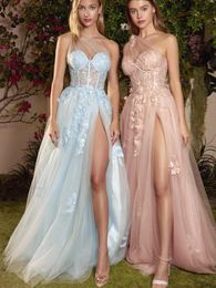 Party Dresses Glitter Wedding Guest Gown Embroidery Maid Of Honour Dress One Shoulder Sleeveless Light Blue Vestidos Bridesmaid