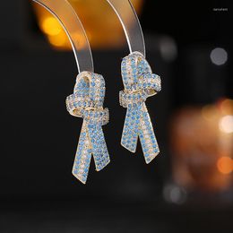 Stud Earrings Bilincolor Zircon Inlaid Three-dimensional Ribbon Bow For Gift