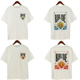 23ss Rhude T-shirt Tasarımcı T gömlek Yüksek Kaliteli Erkek t shirt ilkbahar Sonbahar T-Shirt Harf Baskı Kısa kollu ABD Boyutu M-XXL
