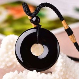 Pendant Necklaces Natural Obsidian Safety Buckle Jewellery Men And Women's Fine Transit