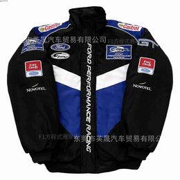 8gya 2023 Men's Jackets F1 Racing Suitmen's Ford Team Stand Collar Heavy Industry Embroidery American Style Casual Coat Damp Cotton Jacket