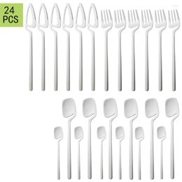 Dinnerware Sets 304 Silver Dinner Knives Fork Dessert Spoons Stainless Steel Set Table Tableware Home Kitchen Flatware Silverware