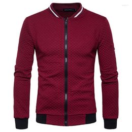 Men's Jackets High Quality Zipper Stand Collar Jacket Street Sports Casual Outer Plaid Sweater