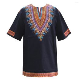 Ethnic Clothing Dashiki Print 2023 African T-shirt For Adult Small V-neck Short Sleeve Summer Anakra Traditional Tops Cotton Material