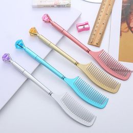 10Pcs/Set 0.5mm Gel Pen Comb Shape Portable Cute Stationery Signing Large Rhinestone Top Writing Office Supplies