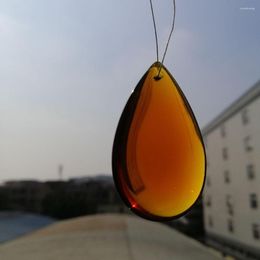 Chandelier Crystal Camal 10pcs 47mm Amber Smooth Teardrop Prisms Pendant Lamp Hanging Ornament Wedding Home Party Jewelry Craft