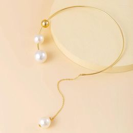 Choker Pearl Necklace Earring Set Women Girls Gold Silver Plating Fashion Jewelry Party Gift 2023 Style HN23291