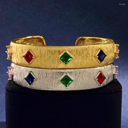 Bangle Zlxgirl 2023 Arrival Blue Red Green Cubic Zircon Women's Fine Wedding Bracelet Jewellery Gold